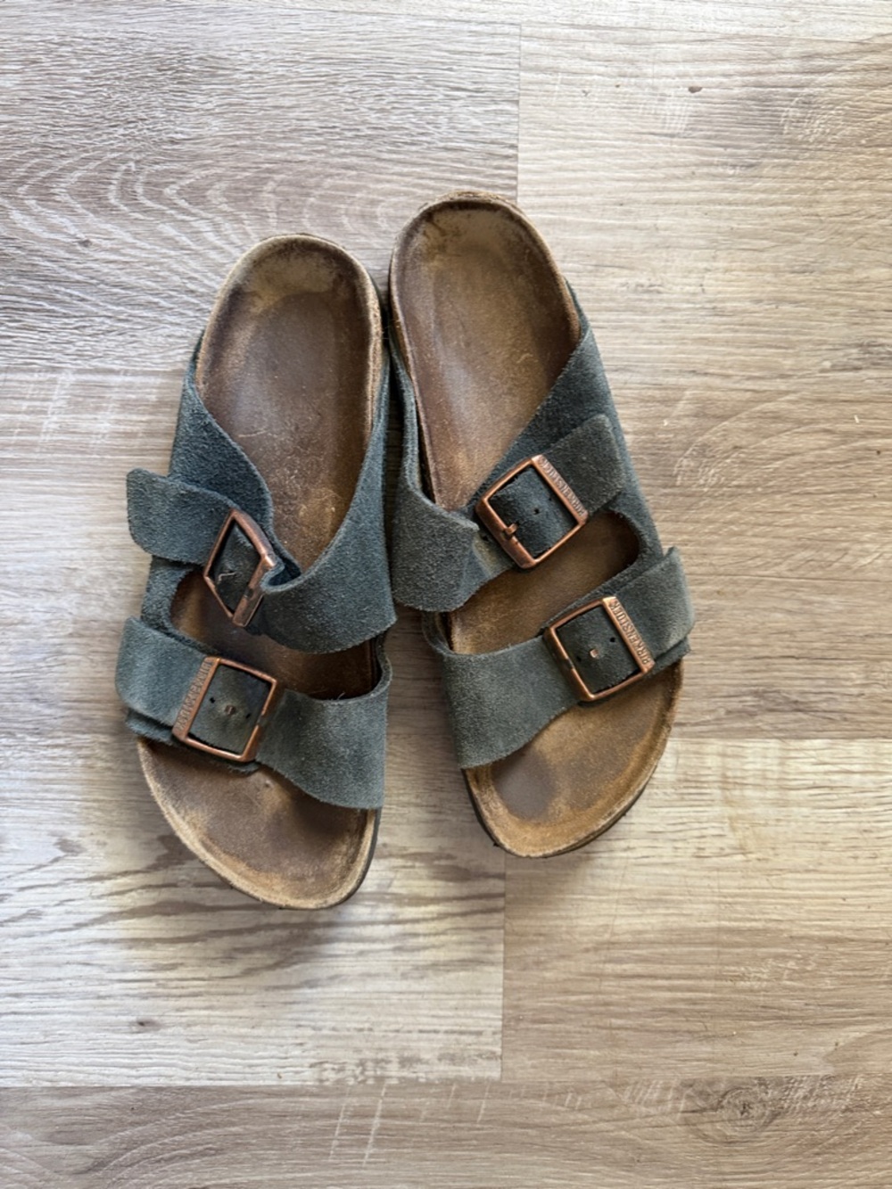 Birkenstock Arizona Buckle Suede Two‑Strap Suede Slides
